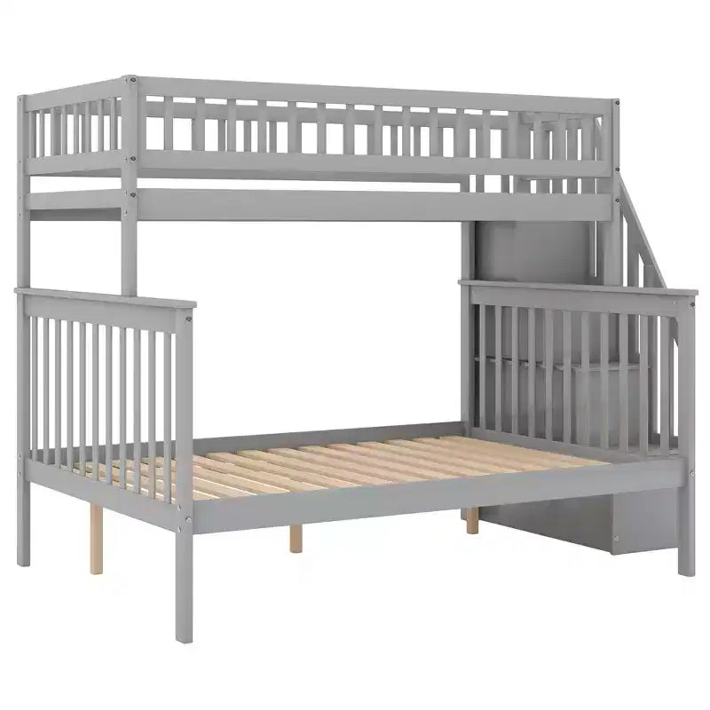 Twin over Full Stairway Bunk Bed with Storage Staircase