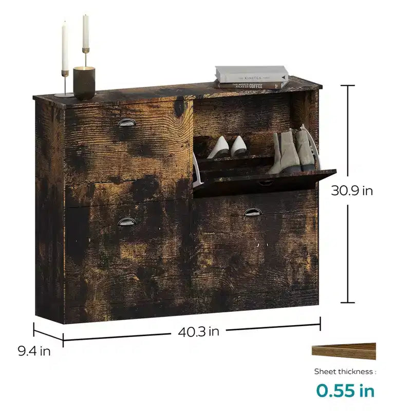 Hidden Slim Narrow 4-Drawer Shoe Cabinet, Multi-scene Shoe Rack, Versatile Shoe Organizer for Entryway Foyer Hallway Bedroom
