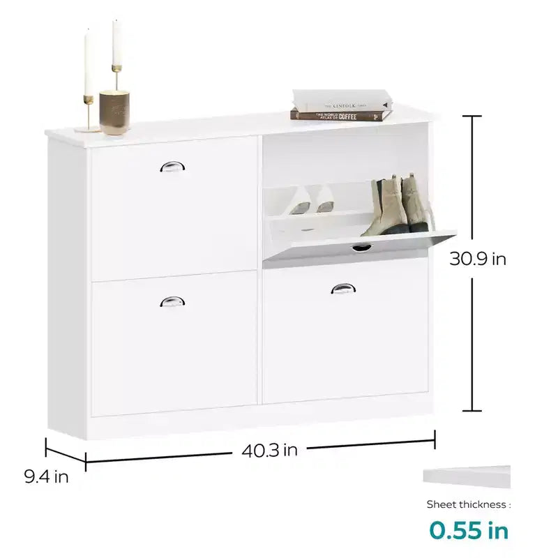 Hidden Slim Narrow 4-Drawer Shoe Cabinet, Multi-scene Shoe Rack, Versatile Shoe Organizer for Entryway Foyer Hallway Bedroom