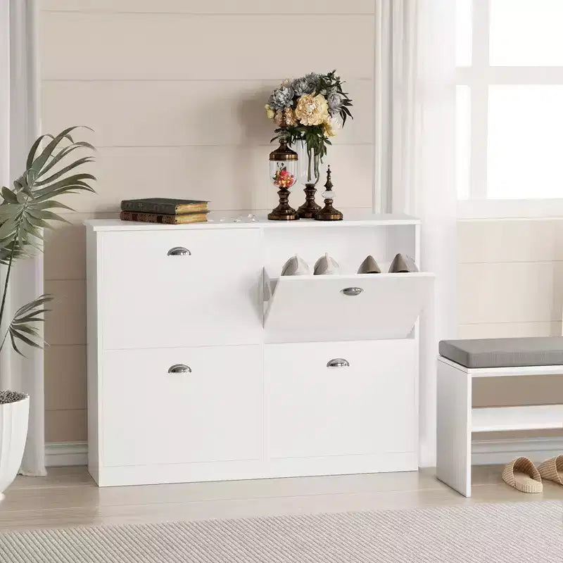 Hidden Slim Narrow 4-Drawer Shoe Cabinet, Multi-scene Shoe Rack, Versatile Shoe Organizer for Entryway Foyer Hallway Bedroom