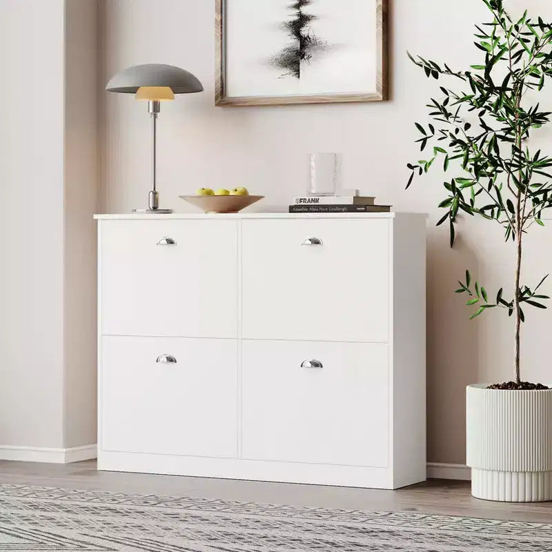 Hidden Slim Narrow 4-Drawer Shoe Cabinet, Multi-scene Shoe Rack, Versatile Shoe Organizer for Entryway Foyer Hallway Bedroom