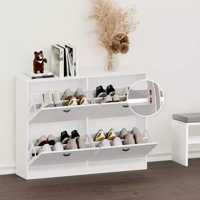 Hidden Slim Narrow 4-Drawer Shoe Cabinet, Multi-scene Shoe Rack, Versatile Shoe Organizer for Entryway Foyer Hallway Bedroom
