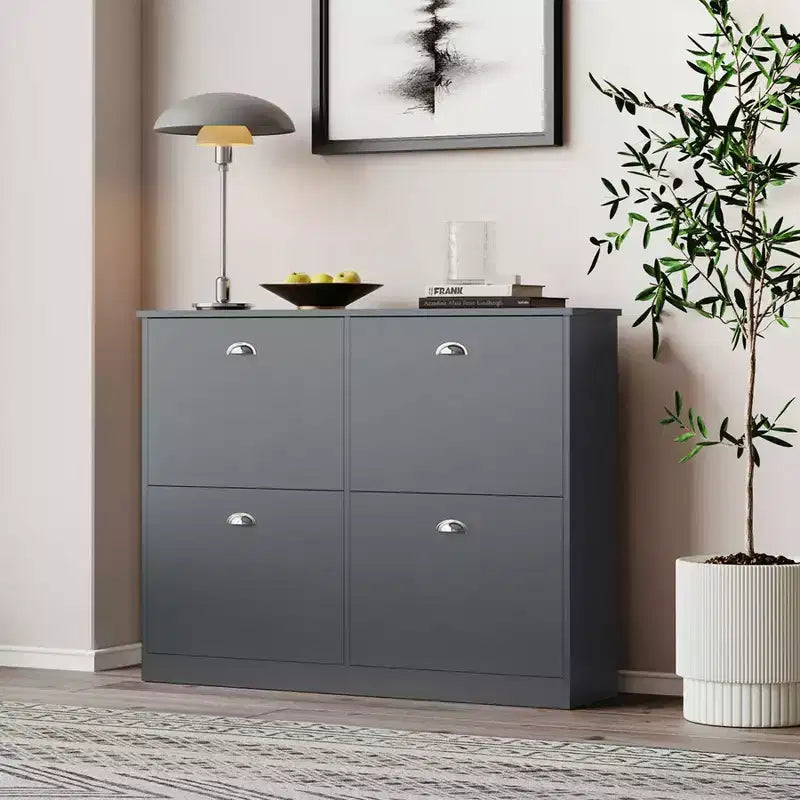 Hidden Slim Narrow 4-Drawer Shoe Cabinet, Multi-scene Shoe Rack, Versatile Shoe Organizer for Entryway Foyer Hallway Bedroom