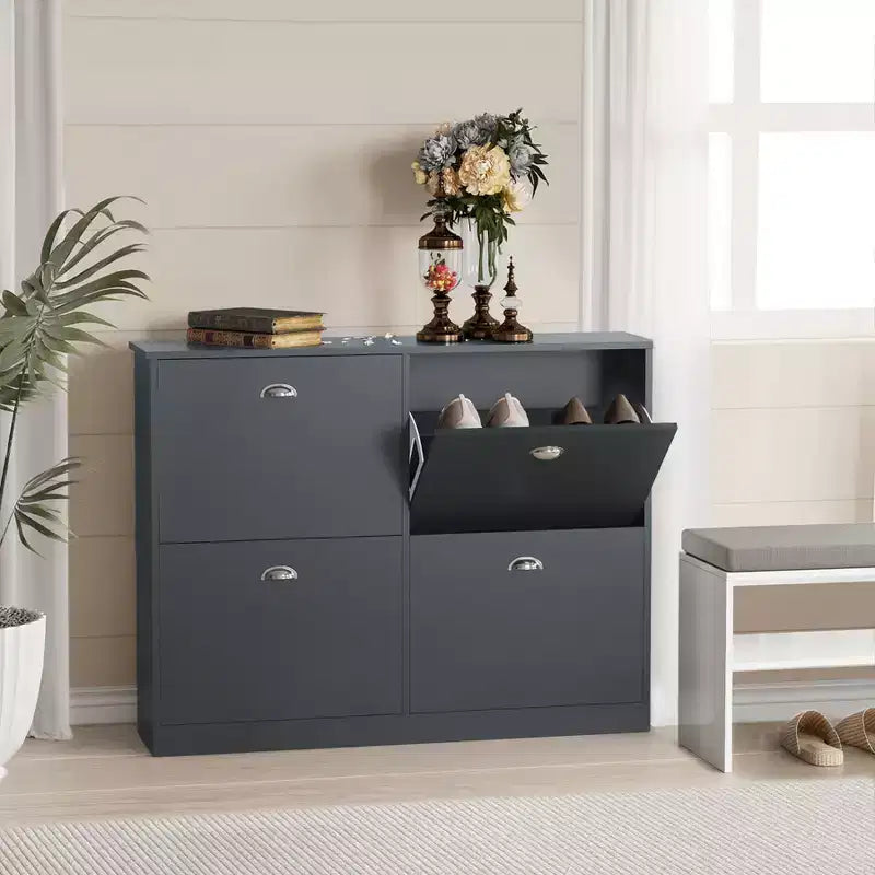Hidden Slim Narrow 4-Drawer Shoe Cabinet, Multi-scene Shoe Rack, Versatile Shoe Organizer for Entryway Foyer Hallway Bedroom