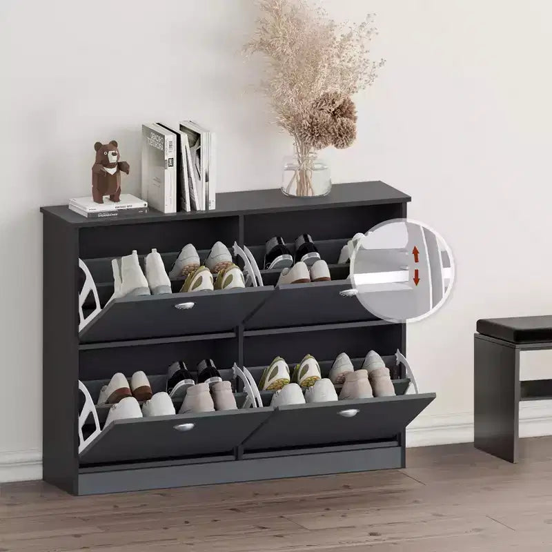 Hidden Slim Narrow 4-Drawer Shoe Cabinet, Multi-scene Shoe Rack, Versatile Shoe Organizer for Entryway Foyer Hallway Bedroom