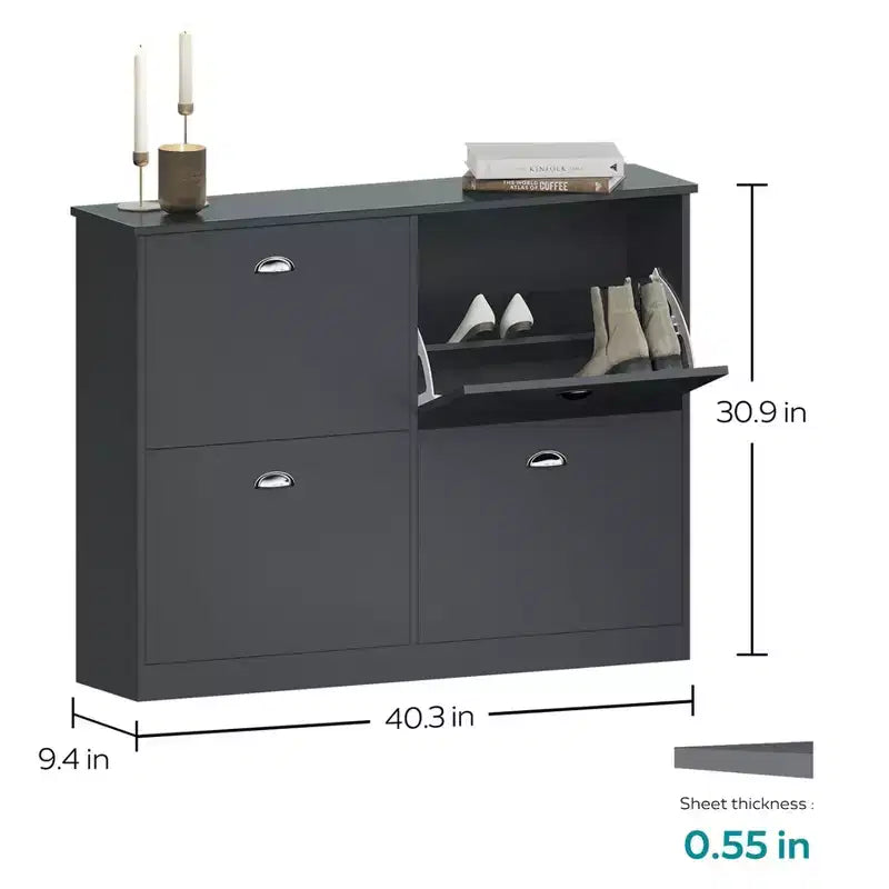 Hidden Slim Narrow 4-Drawer Shoe Cabinet, Multi-scene Shoe Rack, Versatile Shoe Organizer for Entryway Foyer Hallway Bedroom