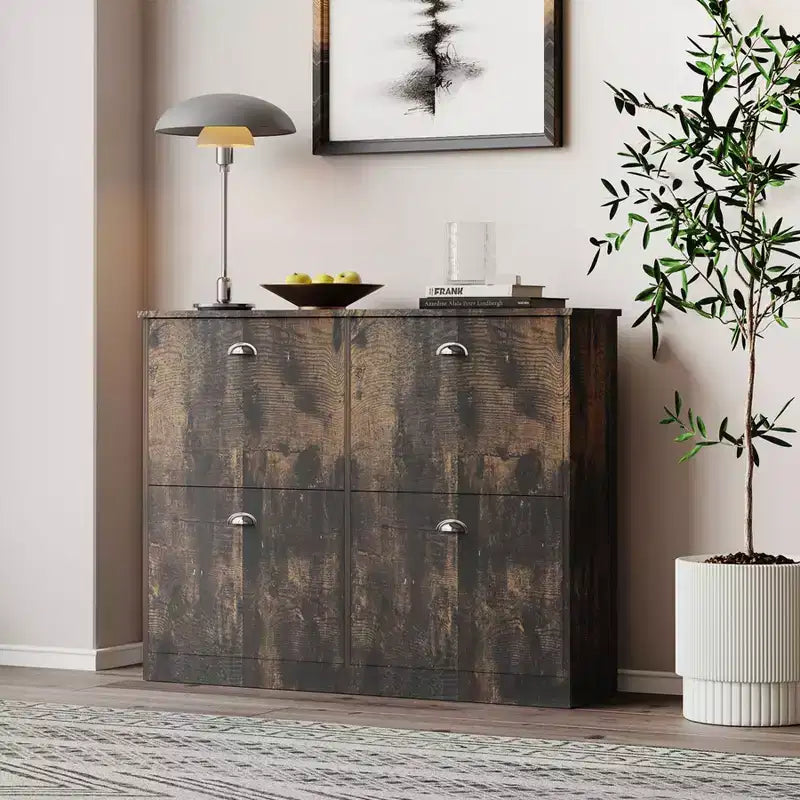 Hidden Slim Narrow 4-Drawer Shoe Cabinet, Multi-scene Shoe Rack, Versatile Shoe Organizer for Entryway Foyer Hallway Bedroom
