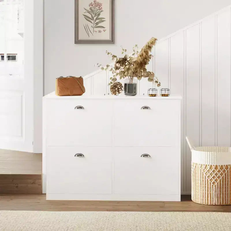 Hidden Slim Narrow 4-Drawer Shoe Cabinet, Multi-scene Shoe Rack, Versatile Shoe Organizer for Entryway Foyer Hallway Bedroom