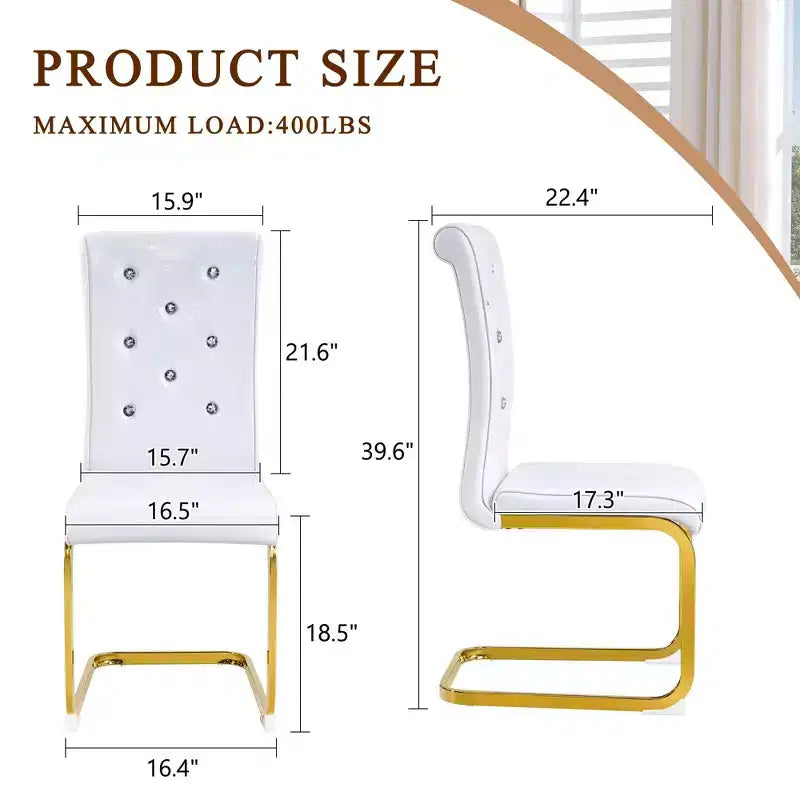 2PCS Alligator Skin Kitchen Chairs with Crystal Buckle,PVC Leather Dining Chairs with Electroplated Bow Legs,400 lbs Capacity