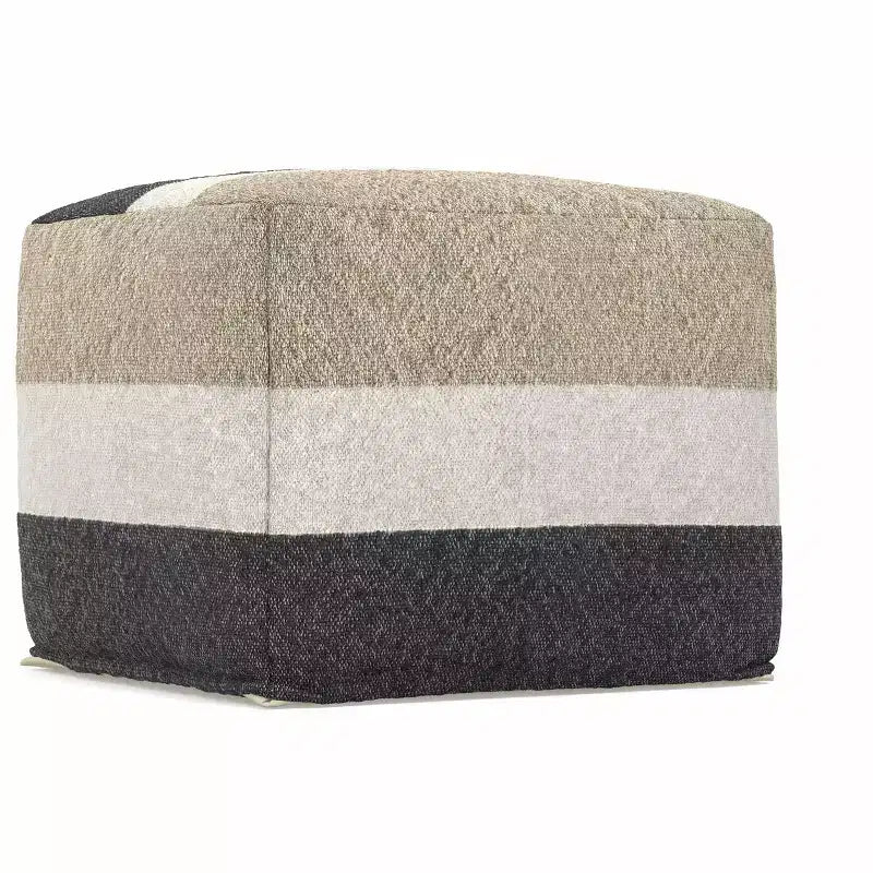 18 inch Wide Boho Pouf in Acrylic Fabric, Assembled