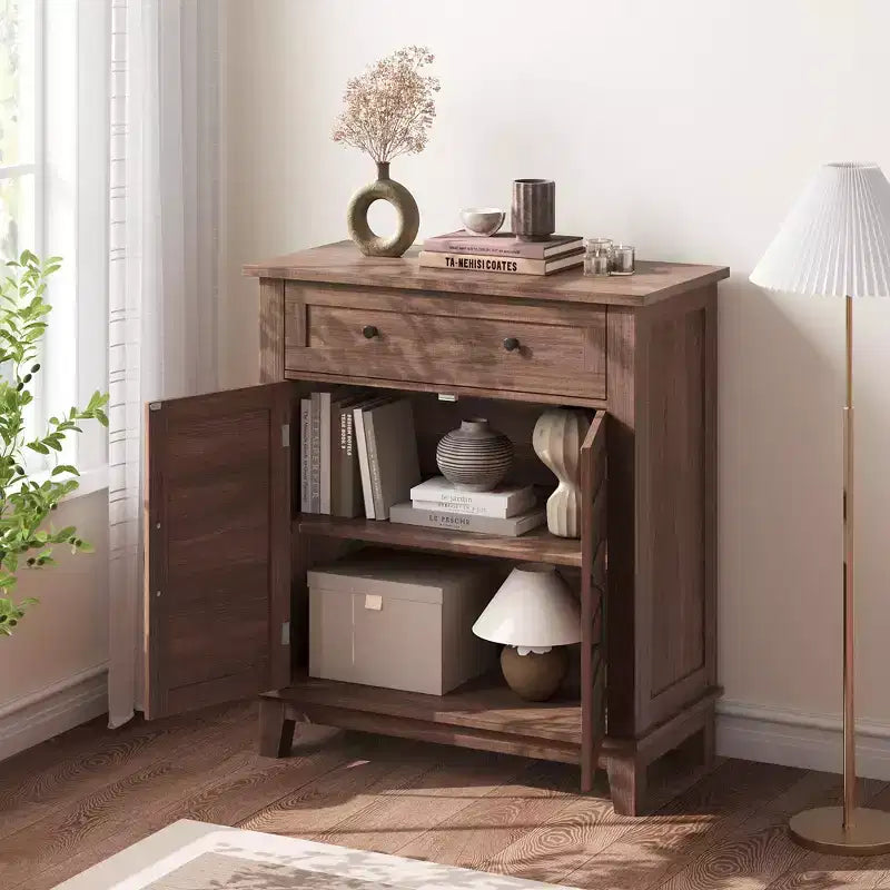 Farmhouse Sideboard Buffet Cabinet with 3-Tiers Adjustable Shelf for Dining Room, Bathroom
