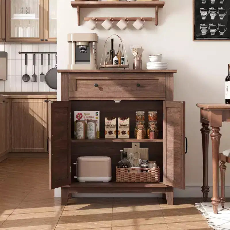 Farmhouse Sideboard Buffet Cabinet with 3-Tiers Adjustable Shelf for Dining Room, Bathroom