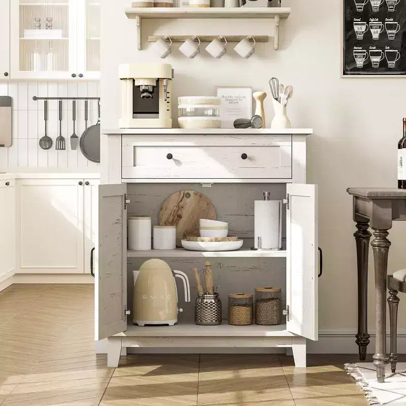 Farmhouse Sideboard Buffet Cabinet with 3-Tiers Adjustable Shelf for Dining Room, Bathroom