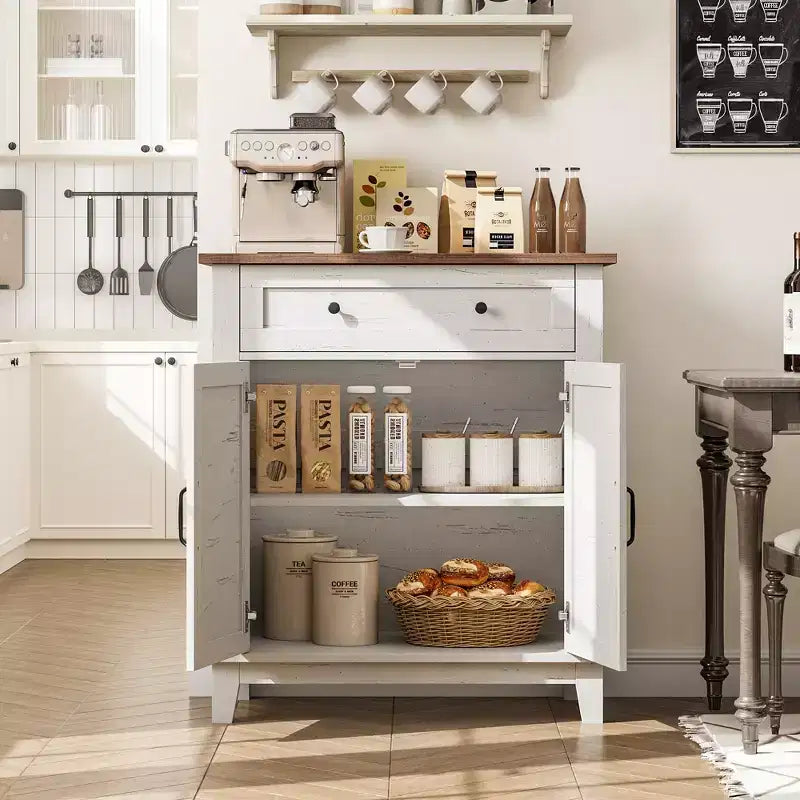 Credenza buffet stile rustico con ripiano regolabile a 3 livelli per sala da pranzo e bagno
