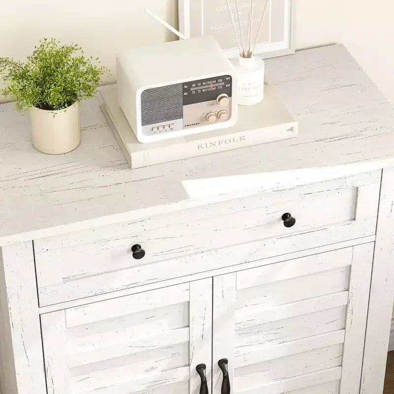 Farmhouse Sideboard Buffet Cabinet with 3-Tiers Adjustable Shelf for Dining Room, Bathroom