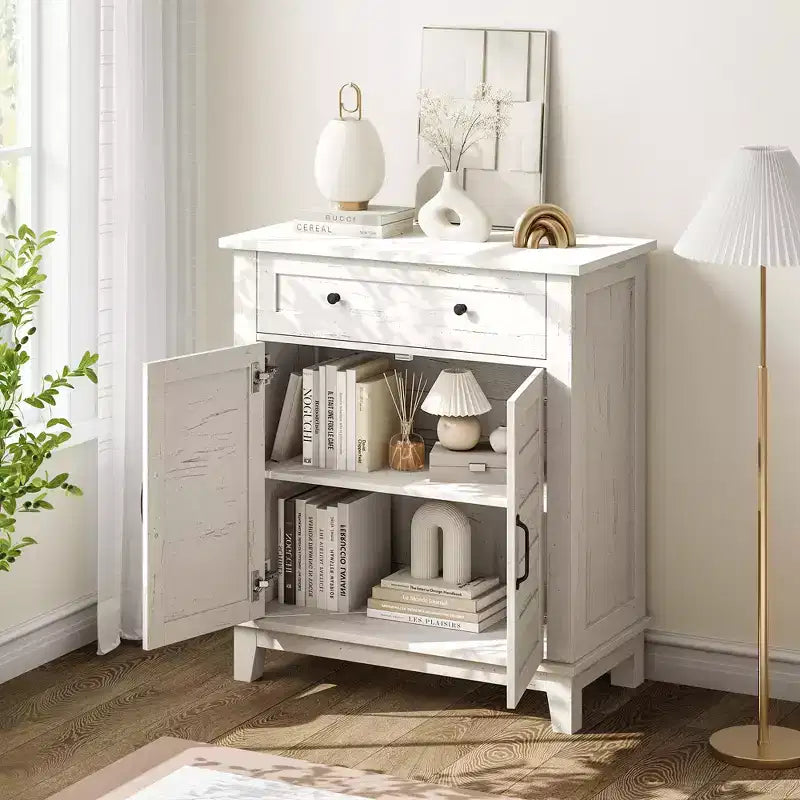 Farmhouse Sideboard Buffet Cabinet with 3-Tiers Adjustable Shelf for Dining Room, Bathroom