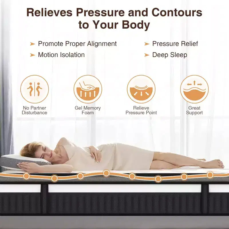 King Mattress In a Box, 14 Cooling Gel Memory Foam King Size Mattress, Medium Firm for Presure Relief&Cooler Sleep, CertiPUR-US