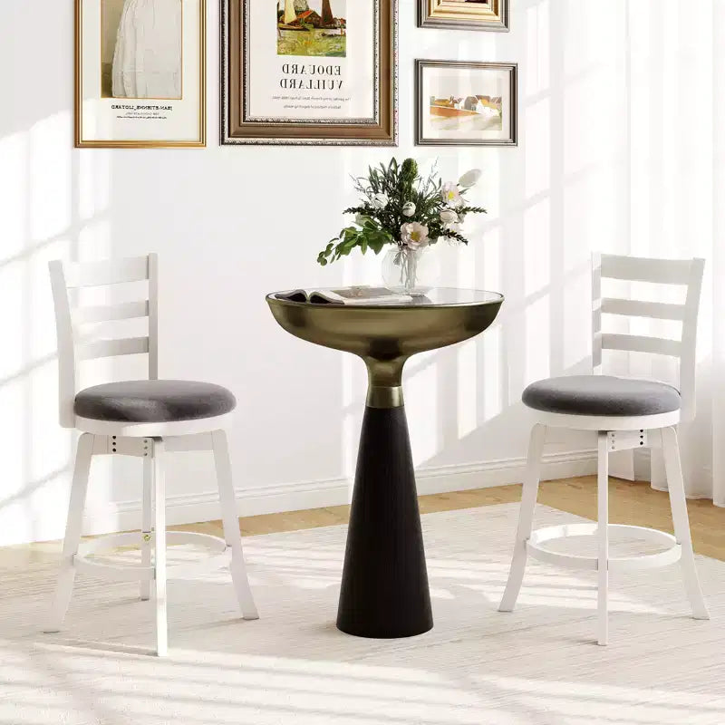 25'' Swivel Counter Barstools Set of 2 w/Backrest & Upholstered Seat Footrest