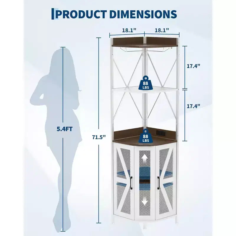 4-Tier Corner Wine Rack with Industrial Frame - Foldable Bar Storage for Small Spaces & Apartments