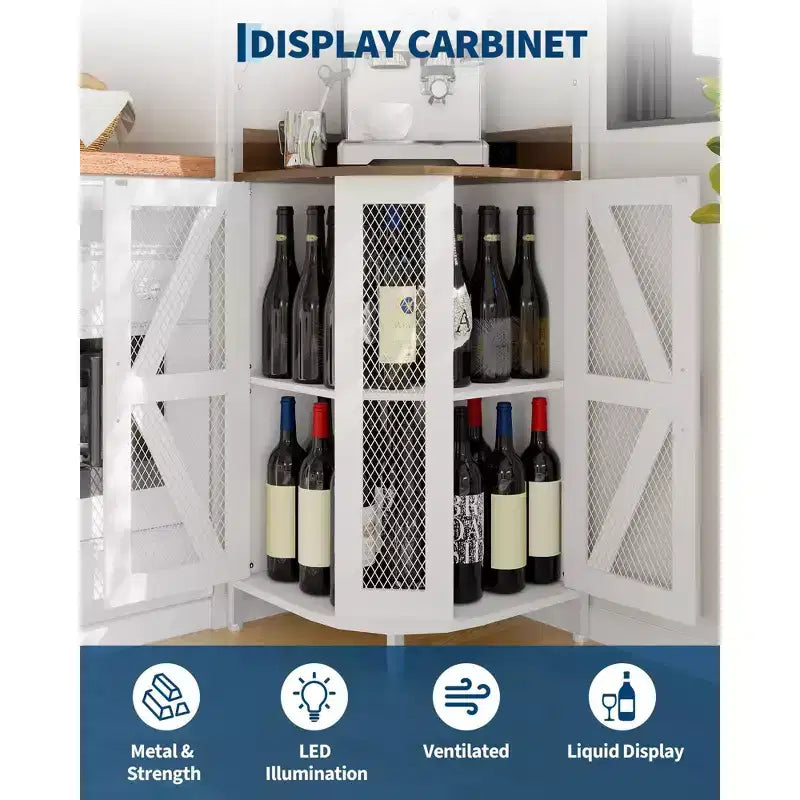 4-Tier Corner Wine Rack with Industrial Frame - Foldable Bar Storage for Small Spaces & Apartments