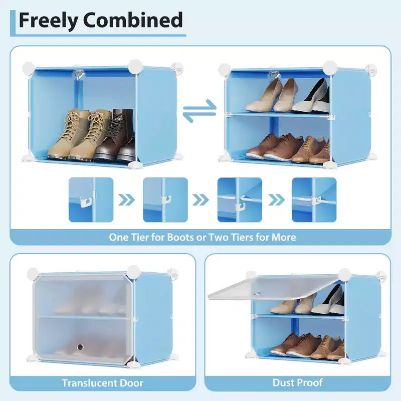 Shoe Rack, Shoe Storage 8 Tier Plastic Organizer with Metal Frame Holds 48 Pairs for Entryway/Closet/Bedroom