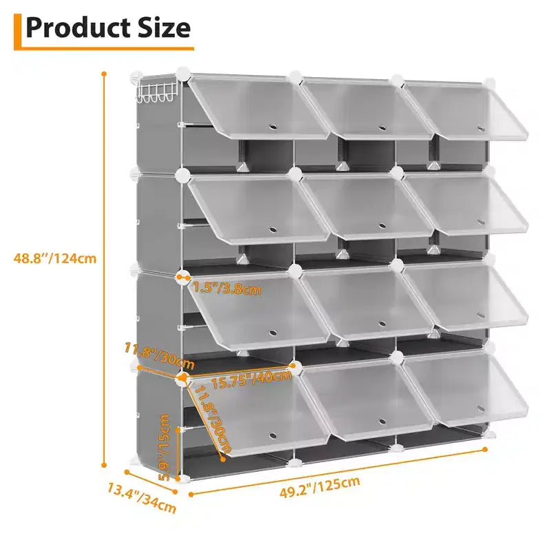 Shoe Rack, Shoe Storage 8 Tier Plastic Organizer with Metal Frame Holds 48 Pairs for Entryway/Closet/Bedroom