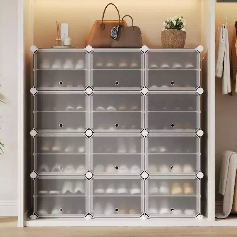 Shoe Rack, Shoe Storage 8 Tier Plastic Organizer with Metal Frame Holds 48 Pairs for Entryway/Closet/Bedroom
