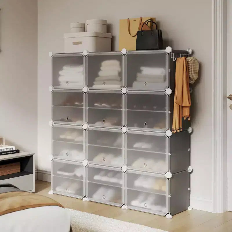 Shoe Rack, Shoe Storage 8 Tier Plastic Organizer with Metal Frame Holds 48 Pairs for Entryway/Closet/Bedroom