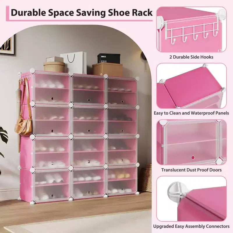 Shoe Rack, Shoe Storage 8 Tier Plastic Organizer with Metal Frame Holds 48 Pairs for Entryway/Closet/Bedroom