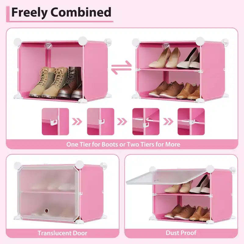 Shoe Rack, Shoe Storage 8 Tier Plastic Organizer with Metal Frame Holds 48 Pairs for Entryway/Closet/Bedroom