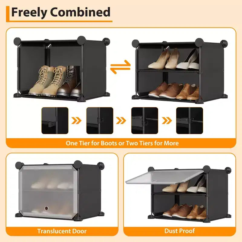 Shoe Rack, Shoe Storage 8 Tier Plastic Organizer with Metal Frame Holds 48 Pairs for Entryway/Closet/Bedroom