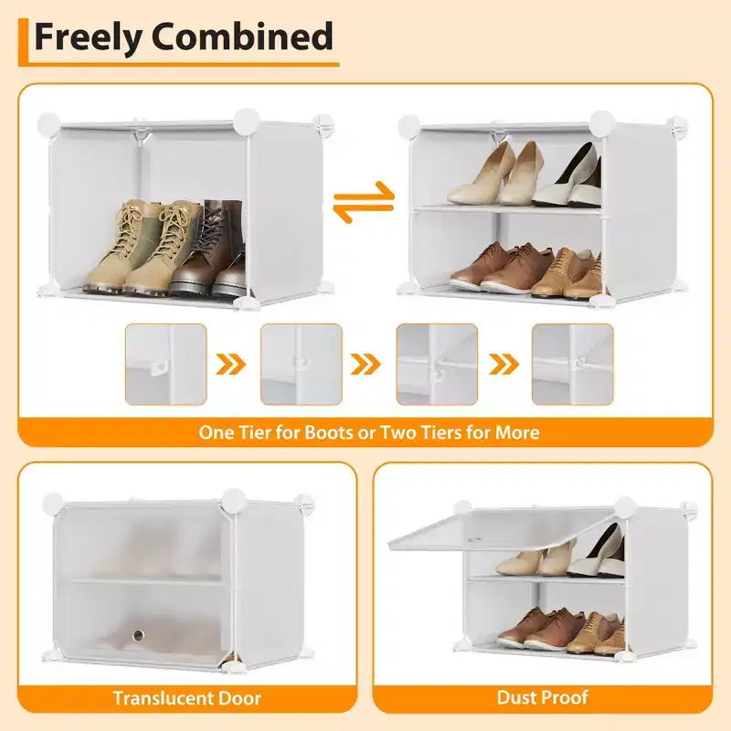 Shoe Rack, Shoe Storage 8 Tier Plastic Organizer with Metal Frame Holds 48 Pairs for Entryway/Closet/Bedroom