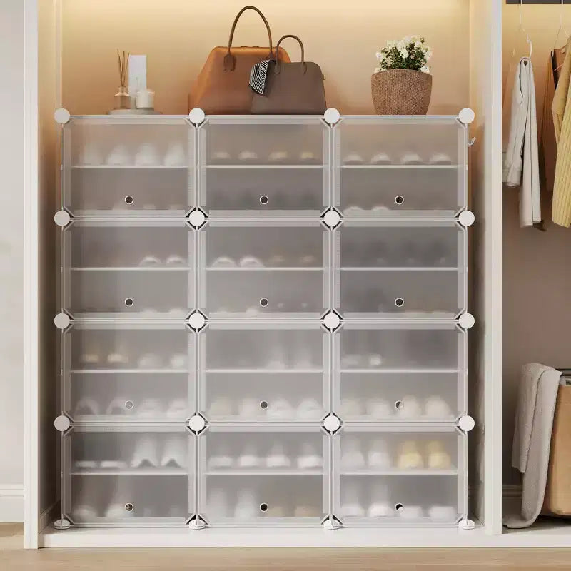 Shoe Rack, Shoe Storage 8 Tier Plastic Organizer with Metal Frame Holds 48 Pairs for Entryway/Closet/Bedroom