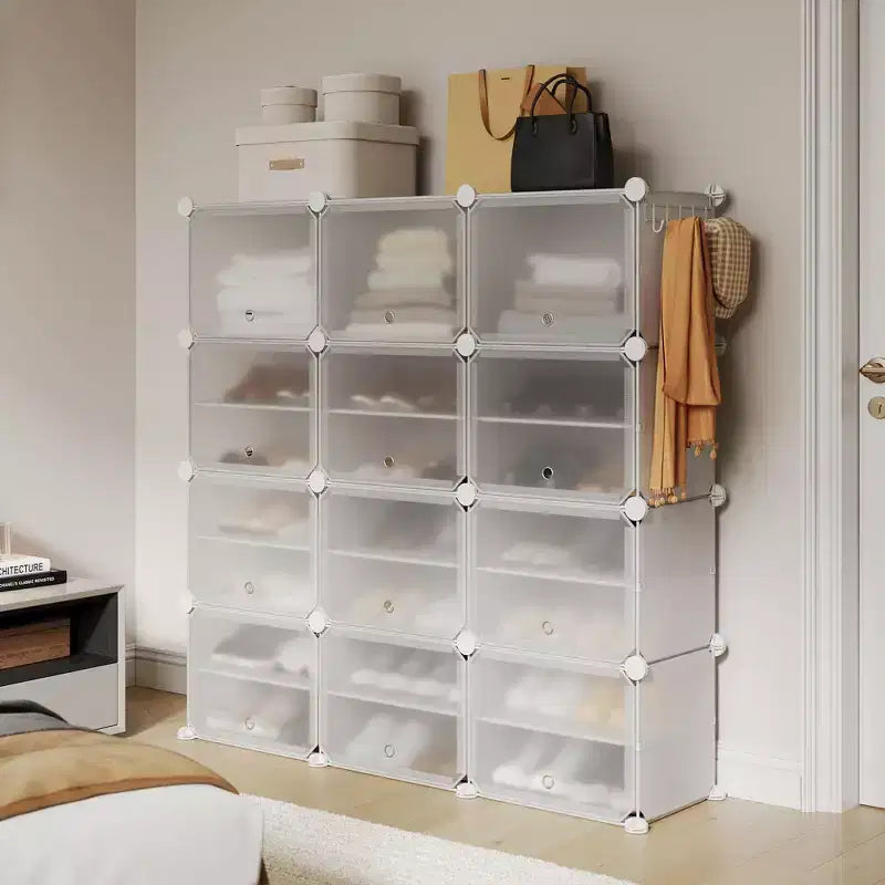 Shoe Rack, Shoe Storage 8 Tier Plastic Organizer with Metal Frame Holds 48 Pairs for Entryway/Closet/Bedroom