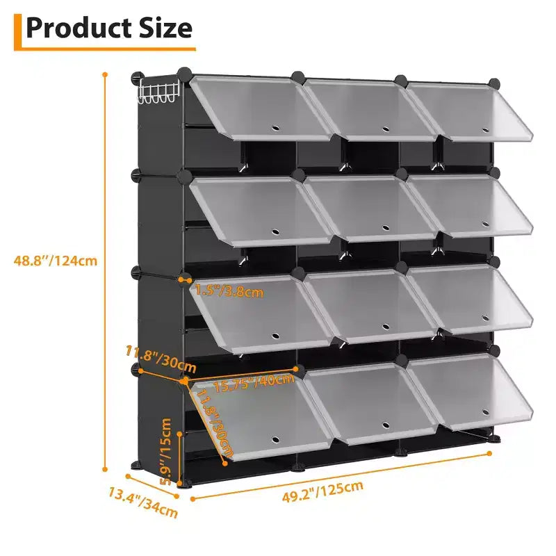 Shoe Rack, Shoe Storage 8 Tier Plastic Organizer with Metal Frame Holds 48 Pairs for Entryway/Closet/Bedroom