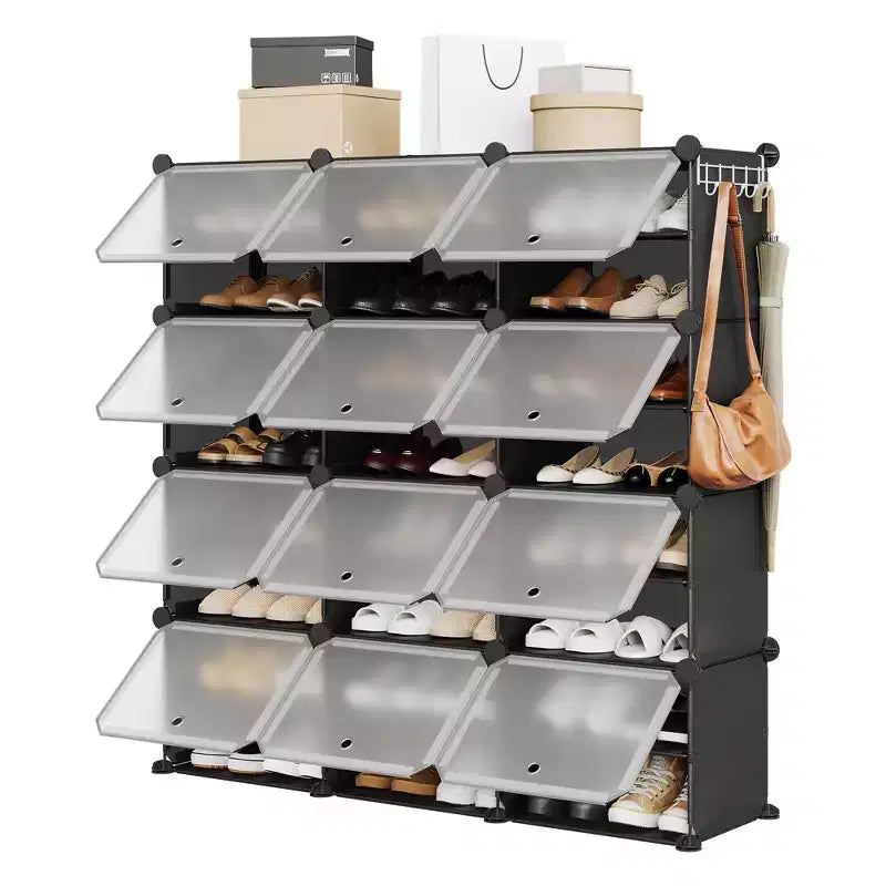 Shoe Rack, Shoe Storage 8 Tier Plastic Organizer with Metal Frame Holds 48 Pairs for Entryway/Closet/Bedroom