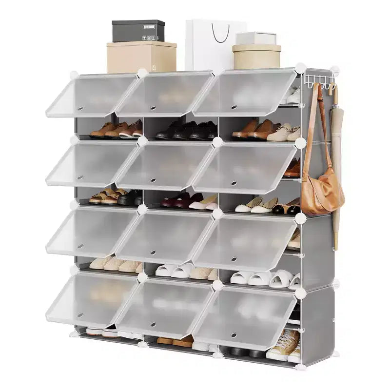 Shoe Rack, Shoe Storage 8 Tier Plastic Organizer with Metal Frame Holds 48 Pairs for Entryway/Closet/Bedroom
