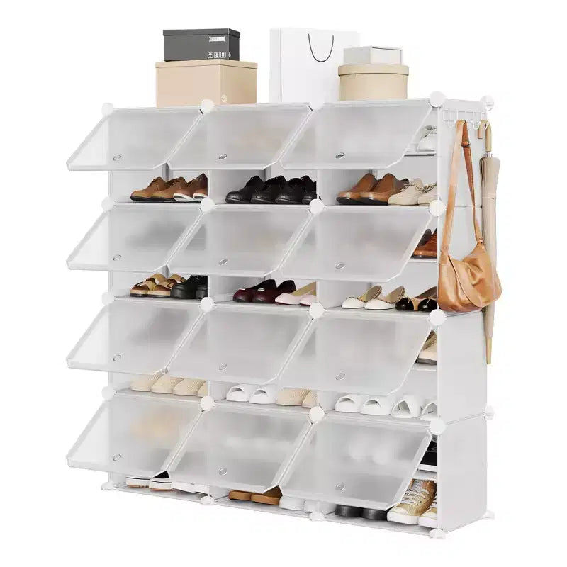 Shoe Rack, Shoe Storage 8 Tier Plastic Organizer with Metal Frame Holds 48 Pairs for Entryway/Closet/Bedroom