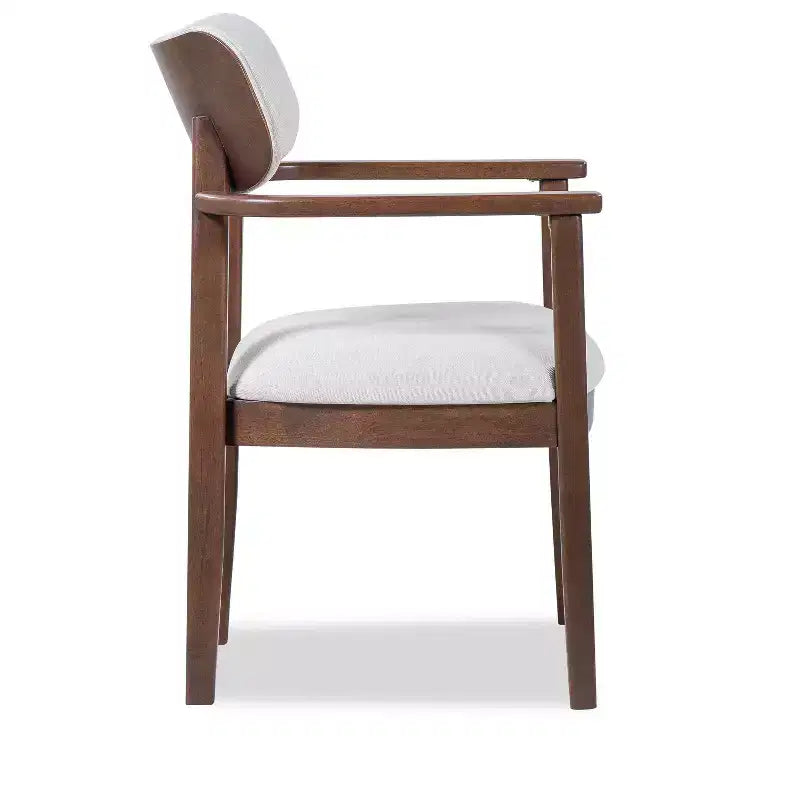 Set di 2 sedie da pranzo imbottite in legno di caucciù stile rustico, con schienale curvo