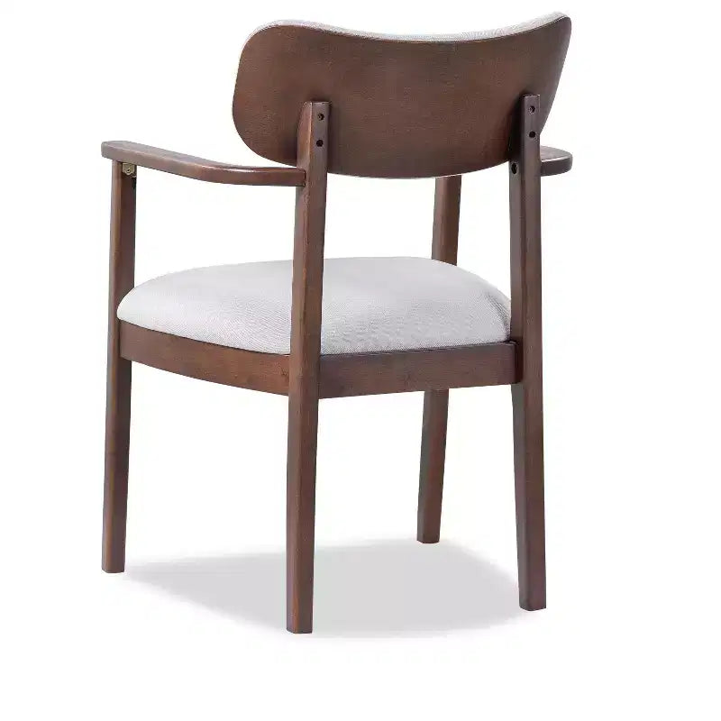 Set di 2 sedie da pranzo imbottite in legno di caucciù stile rustico, con schienale curvo