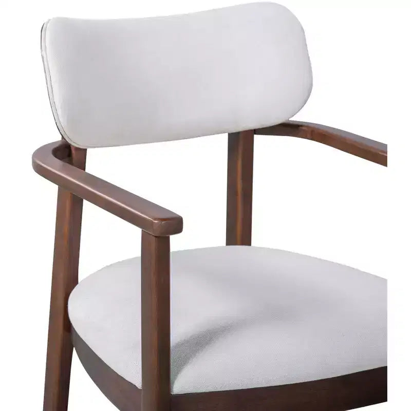 Set di 2 sedie da pranzo imbottite in legno di caucciù stile rustico, con schienale curvo