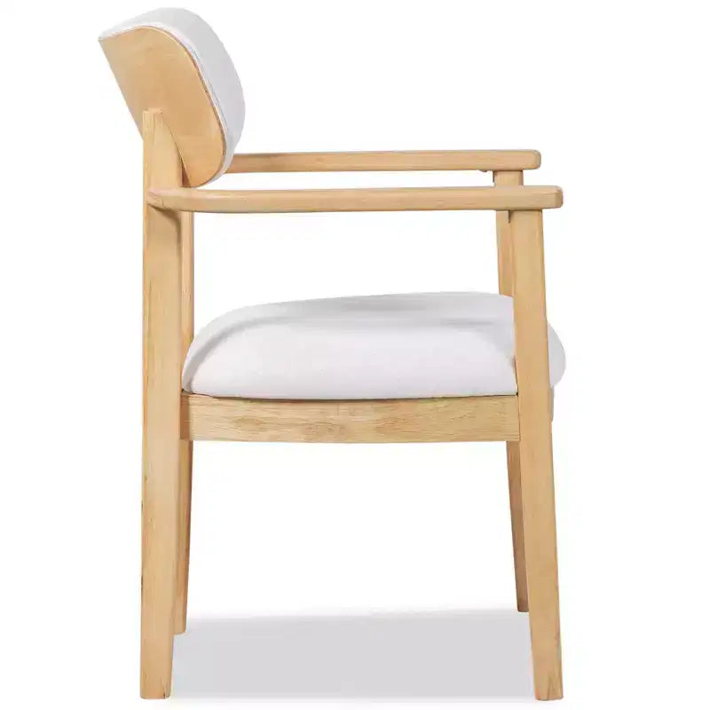 Set di 2 sedie da pranzo imbottite in legno di caucciù stile rustico, con schienale curvo