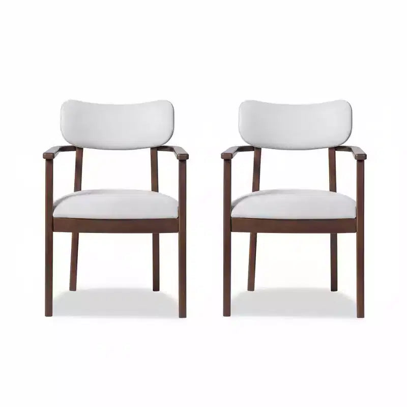 Set di 2 sedie da pranzo imbottite in legno di caucciù stile rustico, con schienale curvo