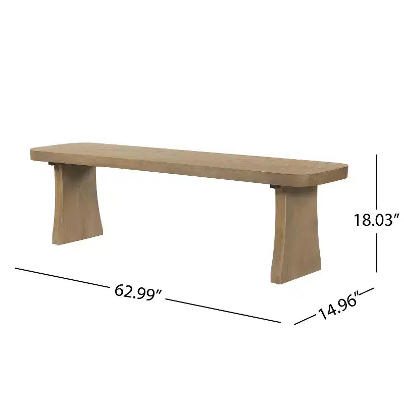 Farmhouse Pine Dining Bench with Flared Leg Design