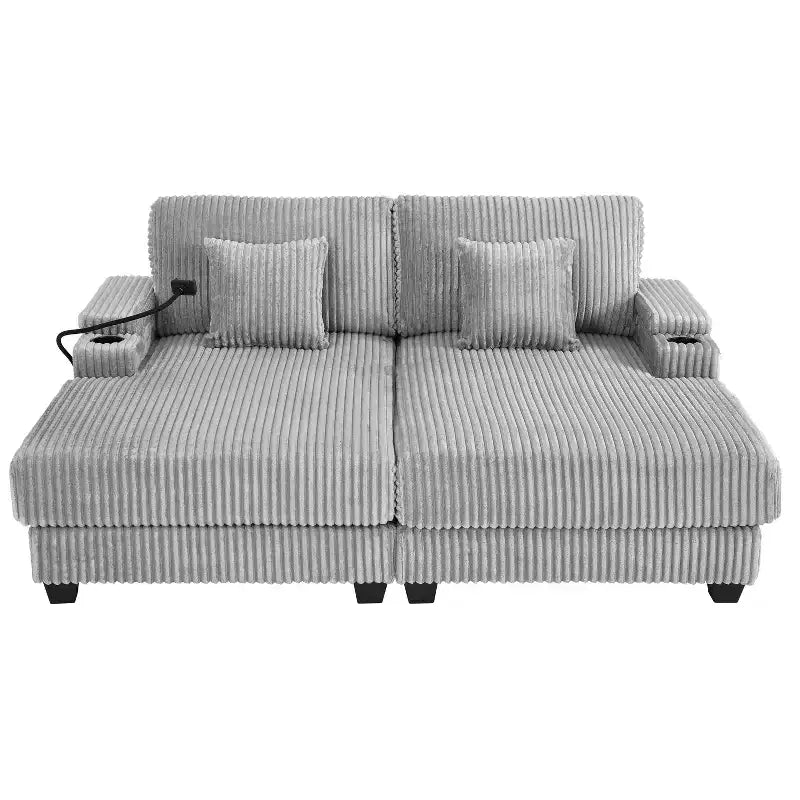 Moderno divano chaise longue da 75.5 con schienale regolabile e portabicchieri