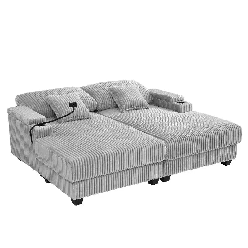 Moderno divano chaise longue da 75.5 con schienale regolabile e portabicchieri