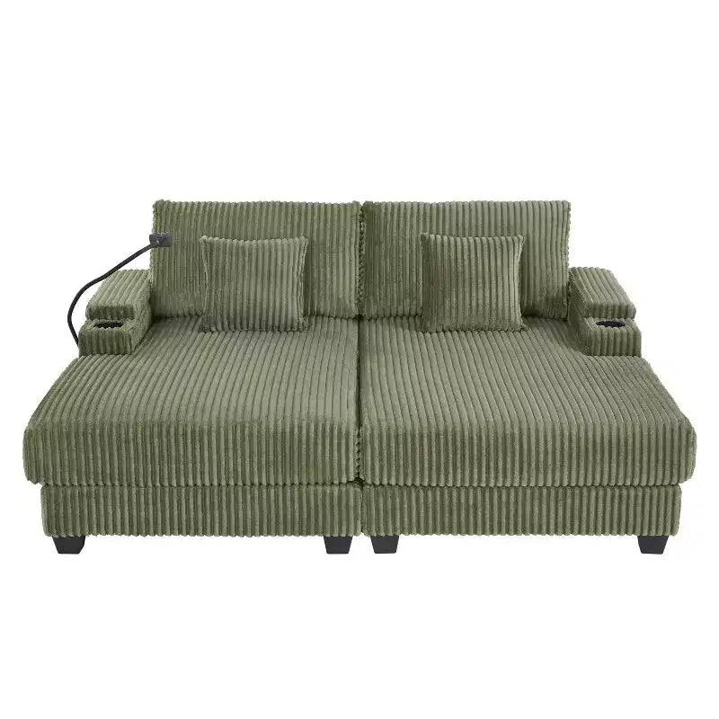 Moderno divano chaise longue da 75.5 con schienale regolabile e portabicchieri
