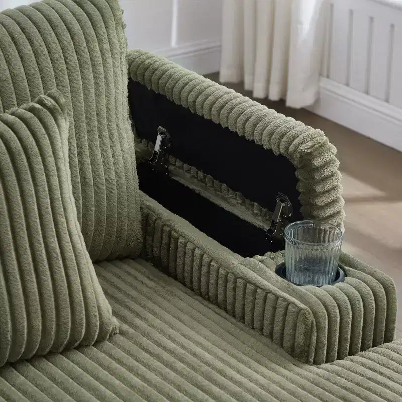 Moderno divano chaise longue da 75.5 con schienale regolabile e portabicchieri