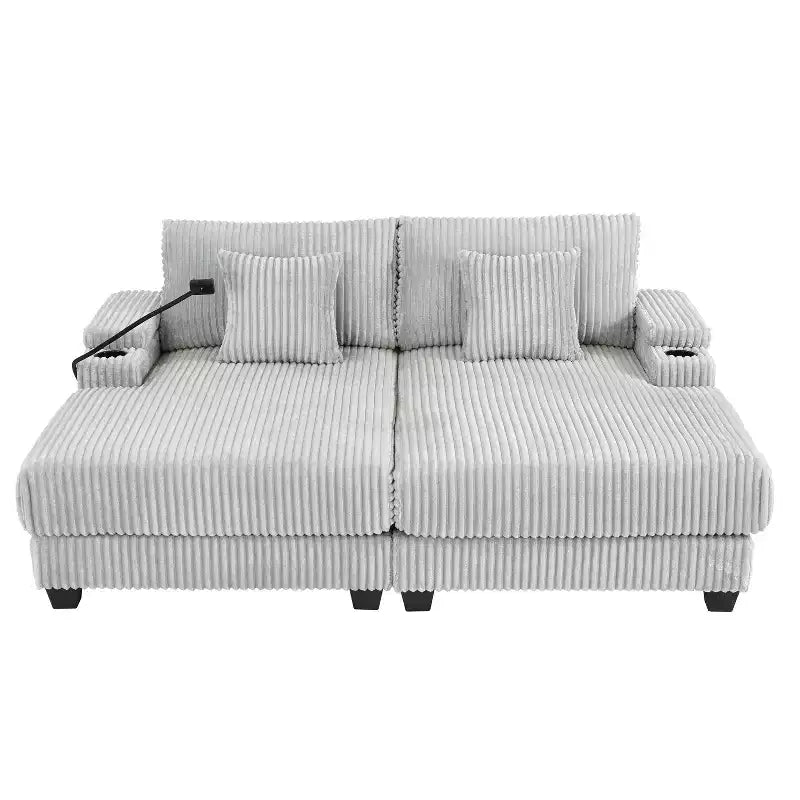 Moderno divano chaise longue da 75.5 con schienale regolabile e portabicchieri