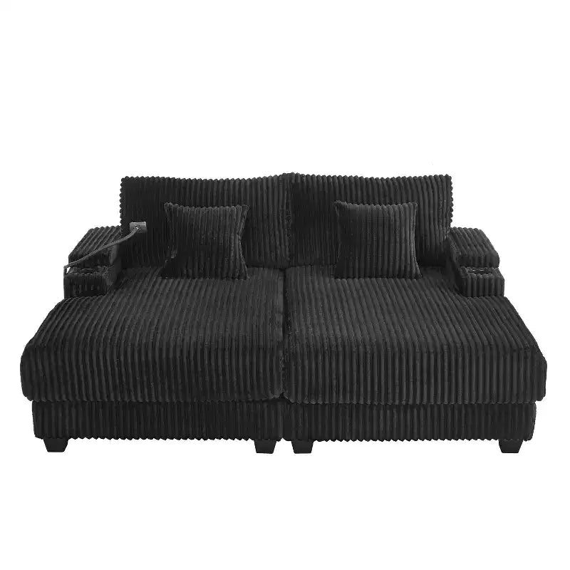 Moderno divano chaise longue da 75.5 con schienale regolabile e portabicchieri